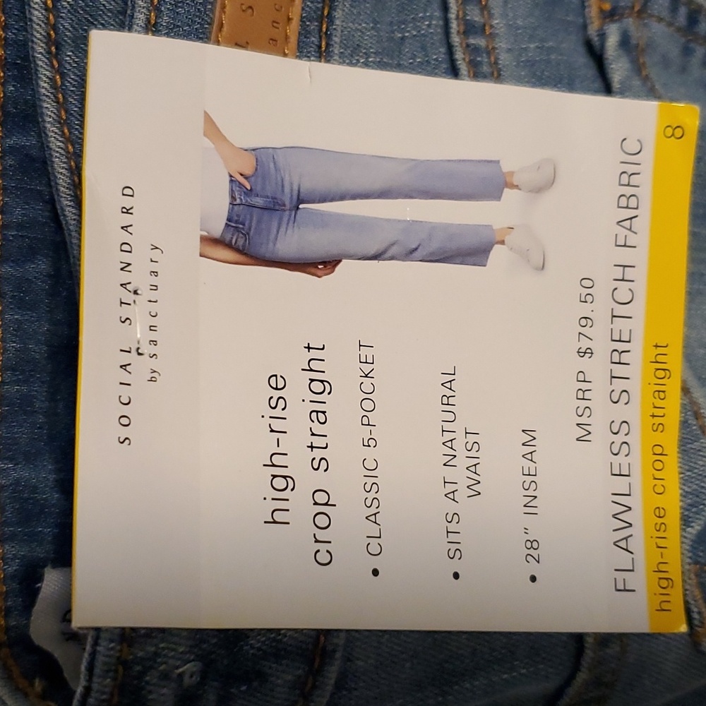 NWT Sanctuary Social Standard High-rise Crop Straight Leg Raw Hem Jeans